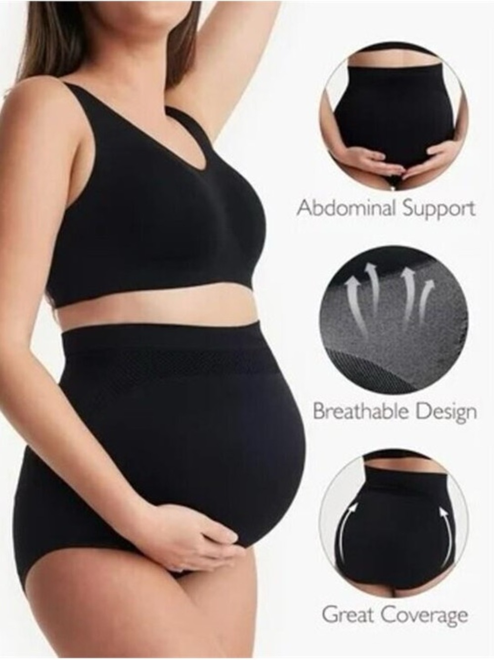 NWT Momcozy High Waisted Pregnancy Seamless Soft Belly Support Panties, L, 3 pk - Picture 4 of 6